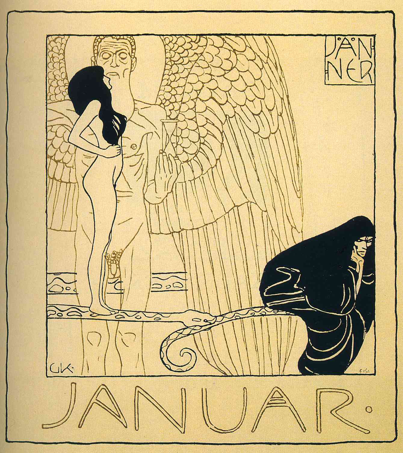 Gustav Klimt - Januar illustration from Ver Sacrum, 1901